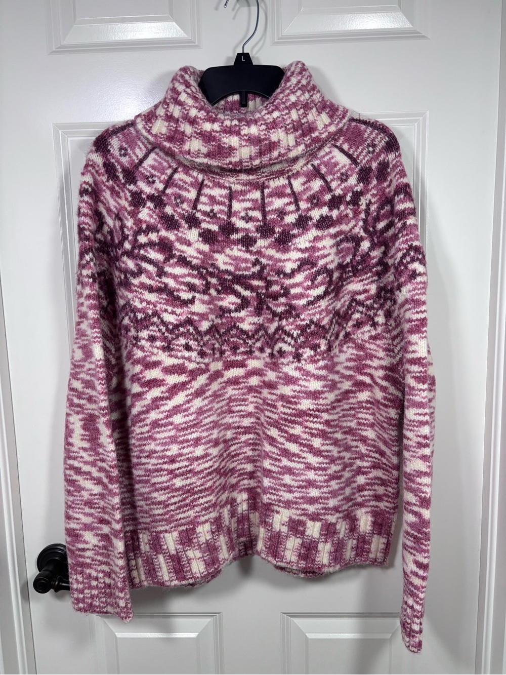 NWT Loft Spacedye Fair Isle Turtleneck Sweater Women’s XL Pink